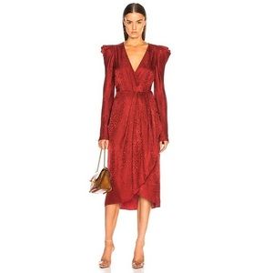 A.L.C. Red V-Neck Midi Dress